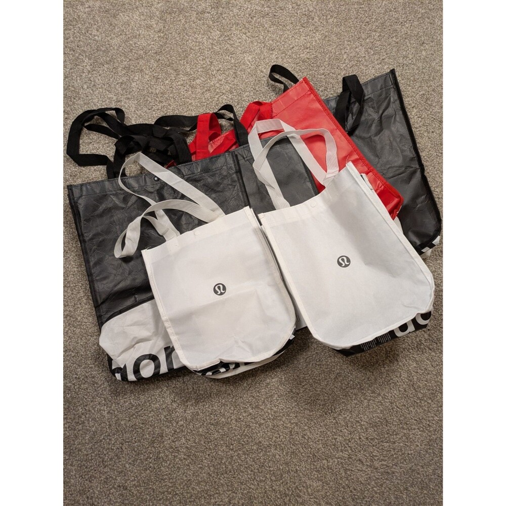 Lot Of 6 Lululemon Athletica Snap Closure Reusable Retail Shopping Bag Tote 6X